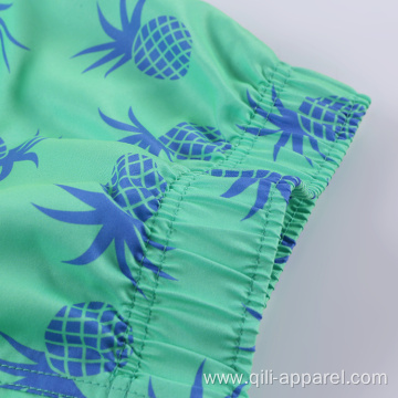 Pattern 100%Polyester Swimming Trunks Green Board Shorts
